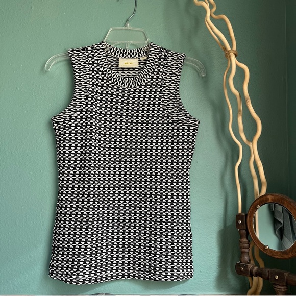 Anthropologie MAEVE Barbara Black And White Jacquard Sleeveless Top - Picture 3 of 9